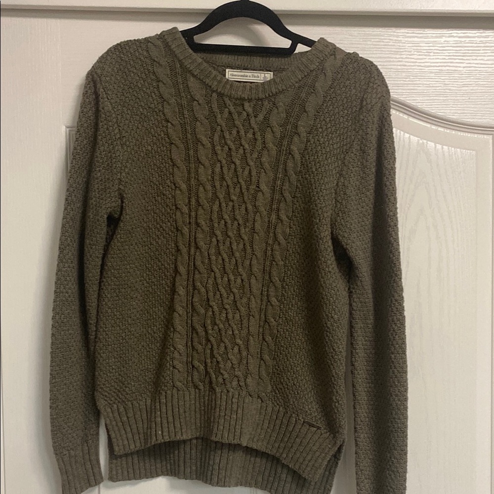 Olive Abercrombie Cable Knit Sweater